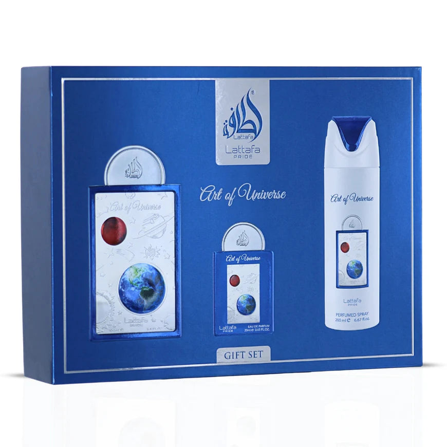 LATTAFA PRIDE ART OF UNIVERSE SET DE REGALO UNISEX - Set de regalo de 3 piezas de Eau De Parfum