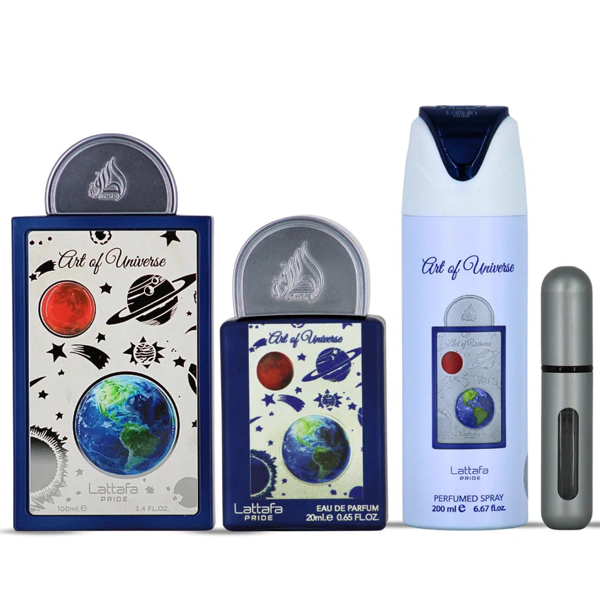 LATTAFA PRIDE ART OF UNIVERSE SET DE REGALO UNISEX - Set de regalo de 3 piezas de Eau De Parfum
