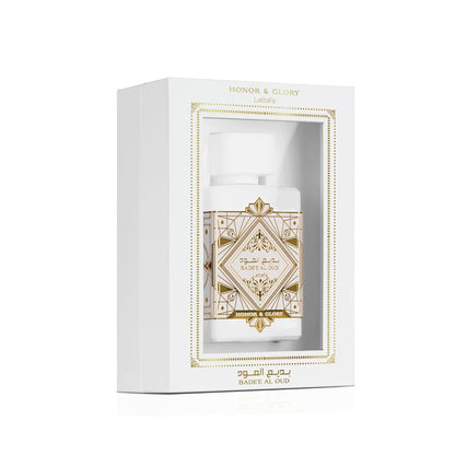 Lattafa Bade'e Al Oud Honor & Glory - Eau de Parfum de larga duración unisex, 3.40 onzas (100ml)