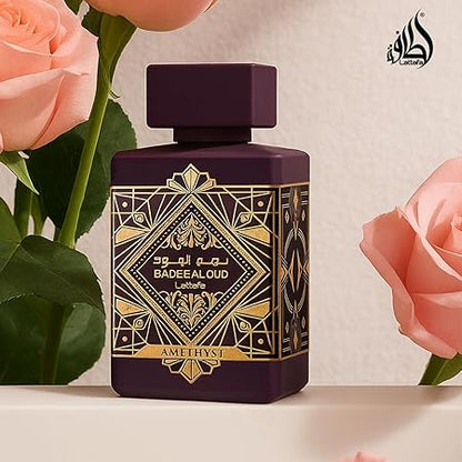 Lattafa Bade'e Al Oud Amethyst - Eau de Parfum en espray unisex, 3.4 onzas