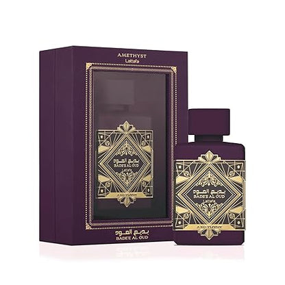 Lattafa Bade'e Al Oud Amethyst - Eau de Parfum en espray unisex, 3.4 onzas