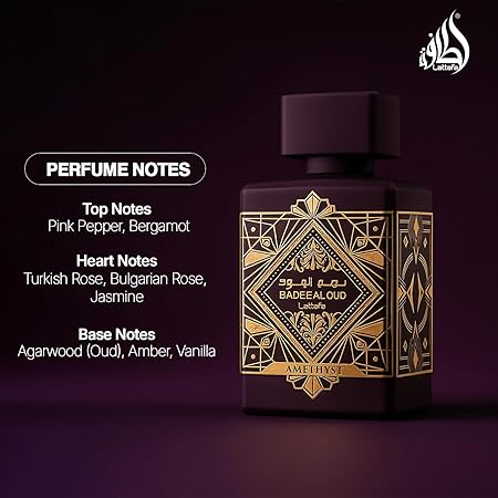 Lattafa Bade'e Al Oud Amethyst - Eau de Parfum en espray unisex, 3.4 onzas