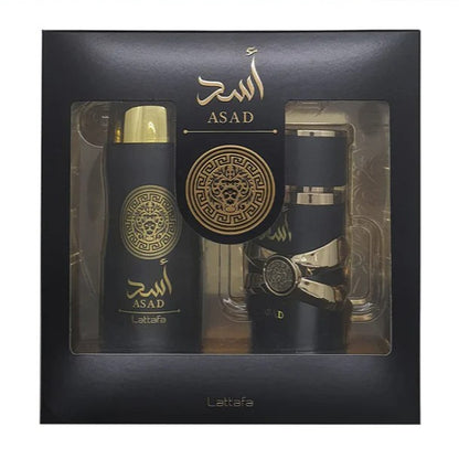 Lattafa Hombre Asad Edp 100 Ml + Deo Spray 200 Ml Set 2 pzs