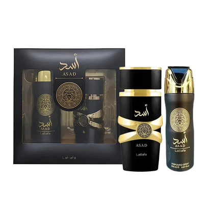 Lattafa Hombre Asad Edp 100 Ml + Deo Spray 200 Ml Set 2 pzs