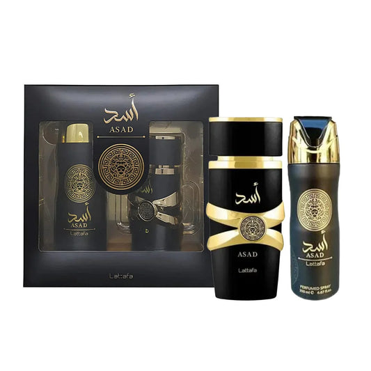 Lattafa Hombre Asad Edp 100 Ml + Deo Spray 200 Ml Set 2 pzs